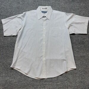 Harbour Classics Shirt Mens 17.5 Blue White Stripe Short Sleeve Button Up